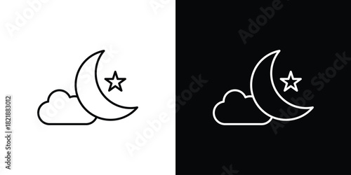 Night icons isolated outline vector icon with editable stroke