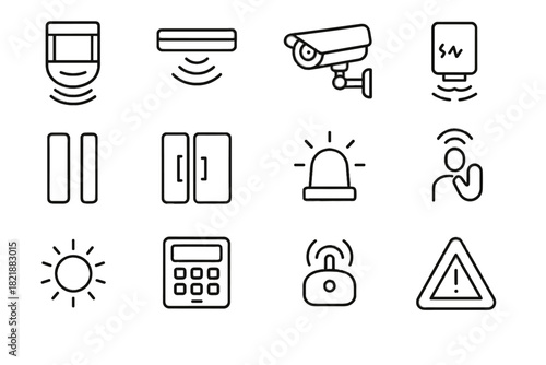 Sensor sign icons panel vector icon collection contact camera infrared control proximity