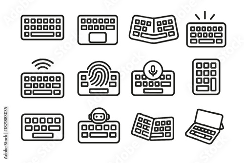 Button numeric keyboard voice icons icon smart design fingerprint vector detachable command