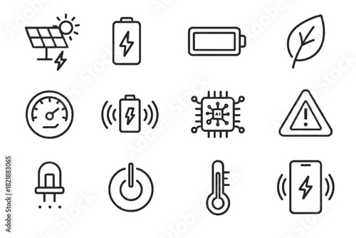 Eco mode vector low switch icon alert sensor saving green energy power