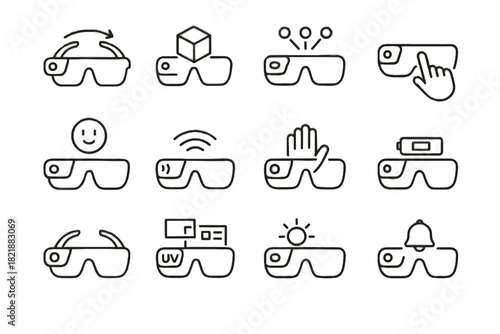 Icon vector signal protection virtual lights glasses holographic wireless ar assistant frame