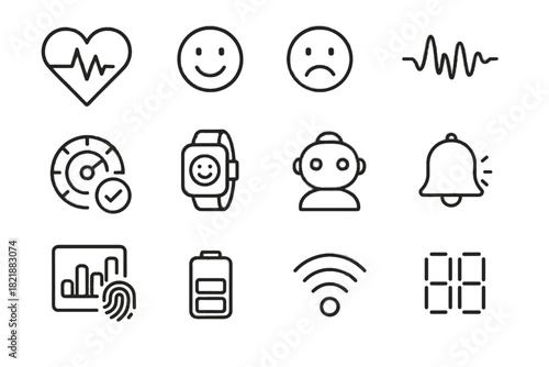 Monitor mood vector frown icons band tracker ai emotion icon notification battery