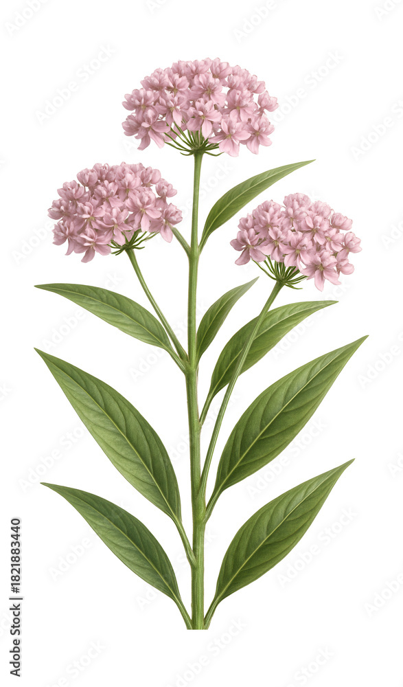 Fototapeta premium Narrow-leaved swamp milkweed with clusters of pink to mauve blooms.