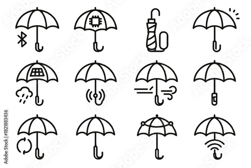Umbrellas handle vector futuristic rain shield umbrella smart icon travel canopy connected