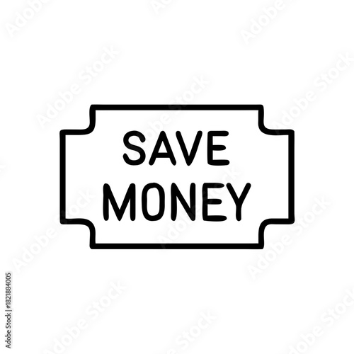 Save Money message in simple black graphic design  