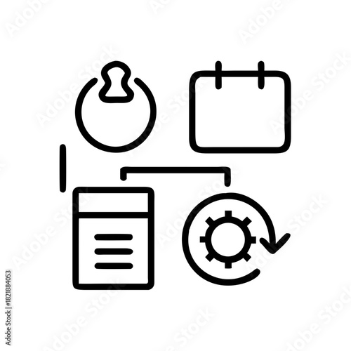 Line icons representing organization and planning for new year resolutions  