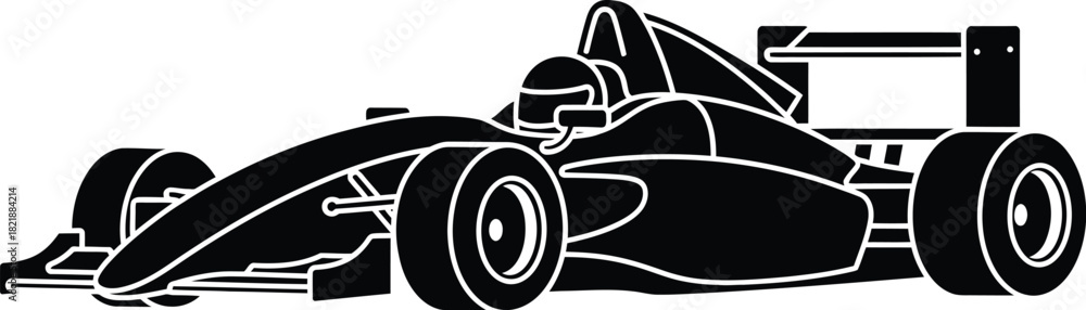 Obraz premium A sleek black silhouette of a formula one race car in motion