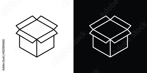 Open box icons isolated outline vector icon with editable stroke