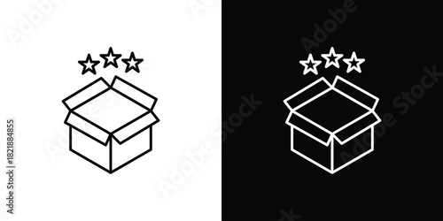 Open gift box icons isolated outline vector icon with editable stroke