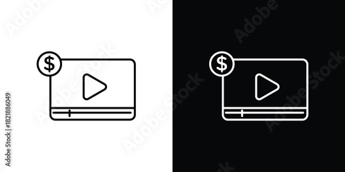Paid media icons isolated outline vector icon with editable stroke
