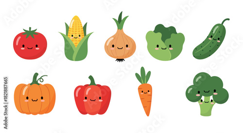 Wallpaper Mural Cartoon vegetables collection isolated on white background for design Torontodigital.ca
