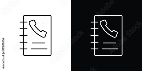 Phone book icons isolated outline vector icon with editable stroke