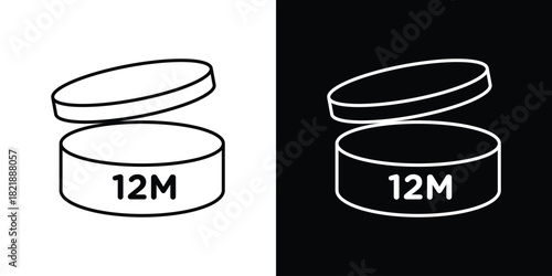 Period after opening 12m icons isolated outline vector icon with editable stroke