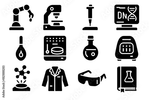 Analyzer led molecular lab probe bio vector model futuristic smart icon pipette