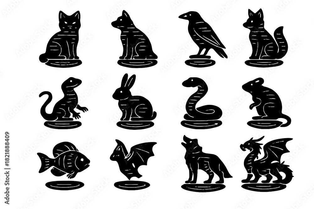 Naklejka premium Fox icon vector fish neon pets lizard raven hologram cyberpunk rabbit wolf