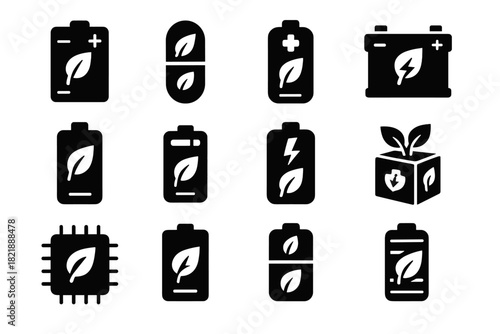 Battery rechargeable icon green hybrid biofuel vector energy organic icons management cell