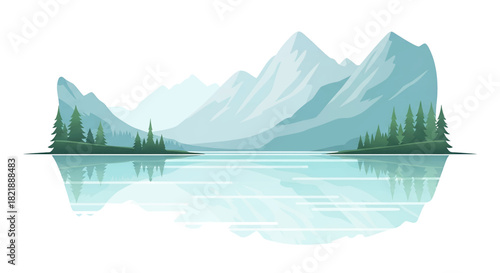 Stunning mountain landscape reflecting in calm lake waters, perfect for travel brochures, nature posters, and outdoor adventure campaigns