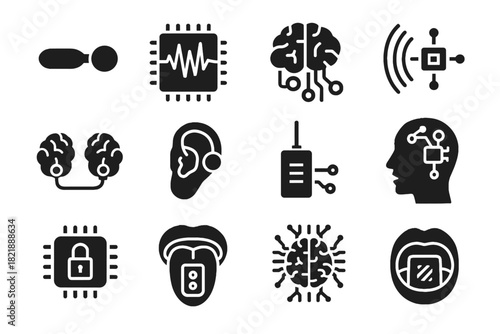 Interface communication microphone vector communicator canal connector icon speech icons implant transmitter