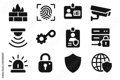 Encryption ai network surveillance camera firewall smart icon access vector security