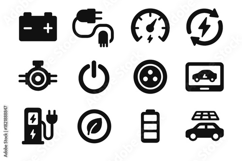 Vector icons charging energy icon roof vehicle dock battery electric display pack