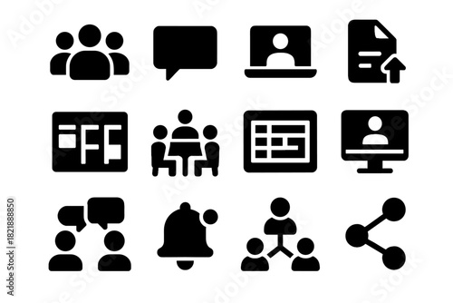 Icons task virtual ai vector workspace collaboration icon network bubble discussion team