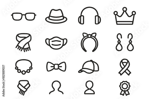 Cap vector hairband avatar ribbon earrings icons bow accessories icon crown necklace