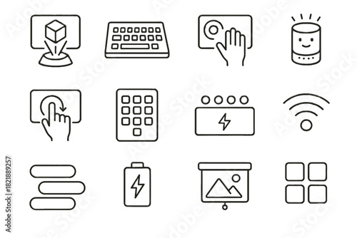 Function assistant vector icon workstation gesture text pad indicator virtual icons predictive