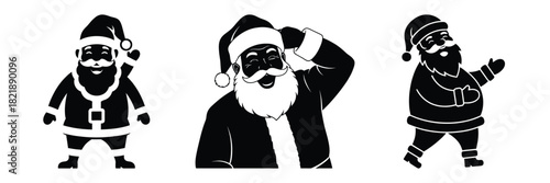 black silhouette santa laugh shake on a white background graphic design