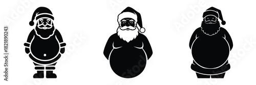 black silhouette santa round belly on a white background graphic design