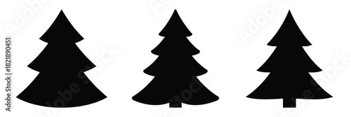 black silhouette christmas tree wiggle on a white background graphic design