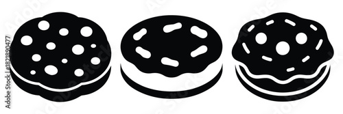 black silhouette christmas cookie bite on a white background graphic design