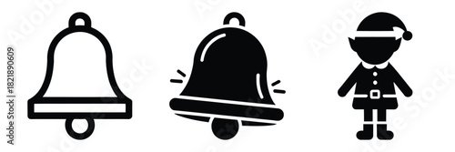black silhouette elf bell jiggle on a white background graphic design