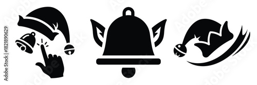 black silhouette elf bell flick on a white background graphic design