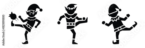 black silhouette elf candy kick on a white background graphic design