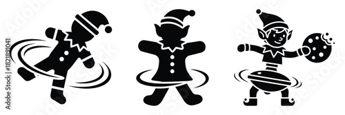 black silhouette elf cookie spin on a white background graphic design