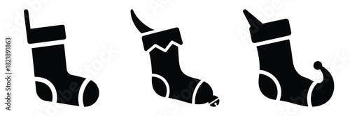 black silhouette elf sock flip on a white background graphic design