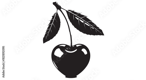 Black heart keychain with metal chain and ring illustration.