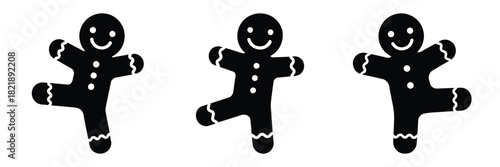 black silhouette gingerbread happy kick on a white background graphic design
