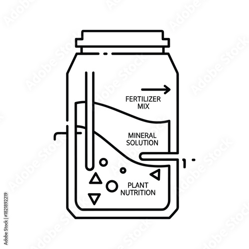 Hydroponic nutrient solution mixing system in a jar line art