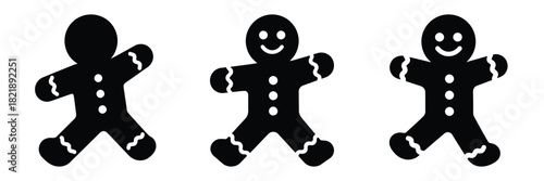 black silhouette gingerbread jump silhouette on a white background graphic design