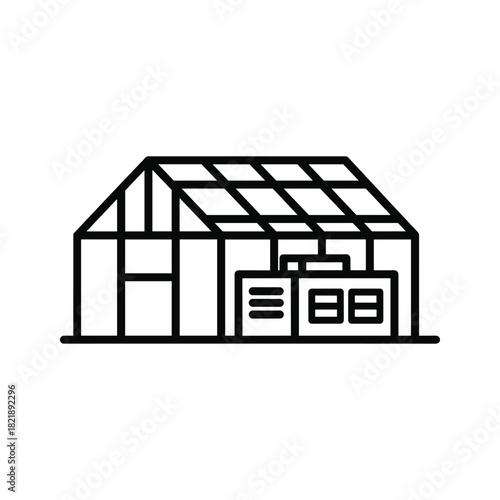 Greenhouse building for plant cultivation and farming, isolated on