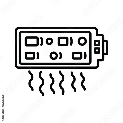 Air conditioner unit icon with airflow indication