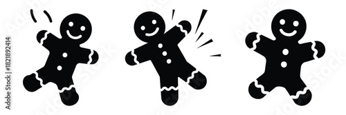 black silhouette gingerbread toss silhouette on a white background graphic design