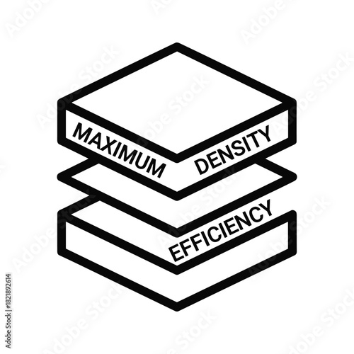 Maximum density and efficiency concept, stacked layers, isolated on white
