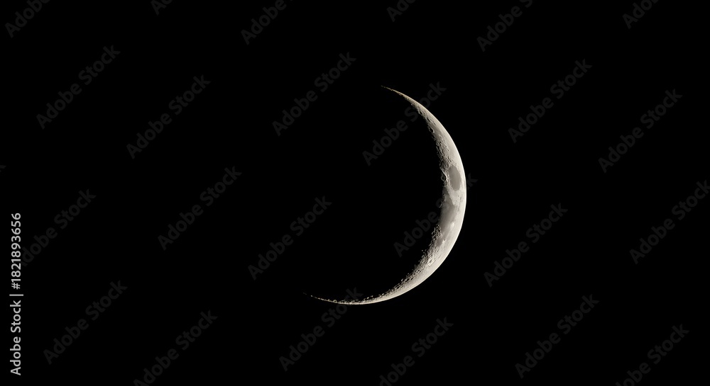 Obraz premium The sharp, crisp outline of a crescent moon.