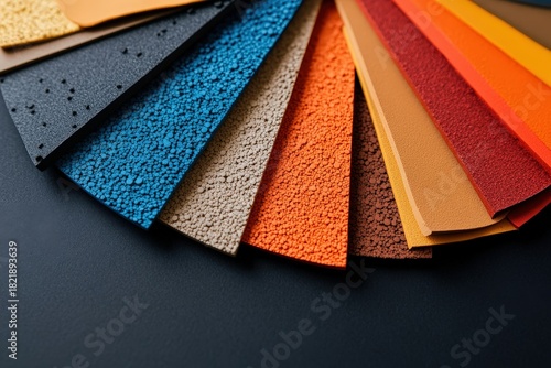 An array of colorful rubber textures showcases a variety of materials, emphasizing creativity in design and the diverse applications of rubber in various industries.