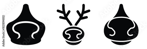 black silhouette reindeer nose flash on a white background graphic design