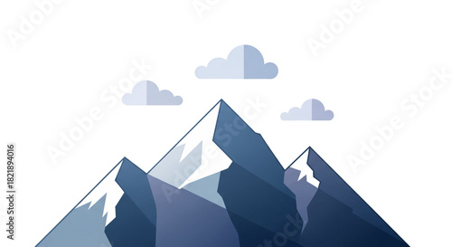 Stunning minimalist mountain range with soft clouds, perfect for adding a touch of adventure and serenity to your projects or designs today!