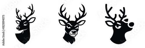 black silhouette reindeer sassy look on a white background graphic design