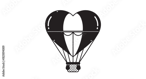 Black heart keychain with metal chain and ring illustration.